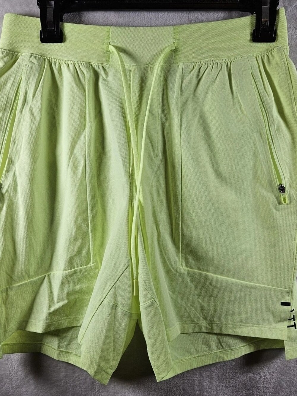 Lululemon Athletic Shorts Neon Yellow Green Zip Pockets Men's Size Small